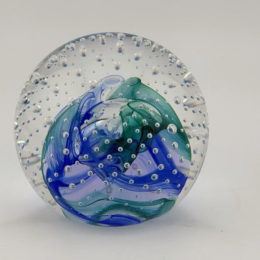 1993 Caithness Scotland Reflections Paperweight Blue Green 2 in Collectors Club